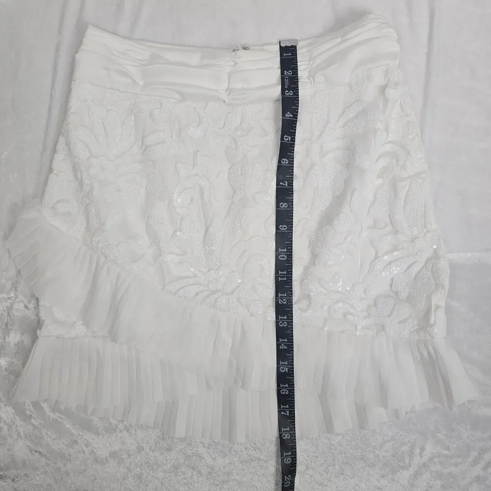Naked Wardrobe The Statement White Sequin Ruffle Mini Skirt Women's Size M NWOTF - Picture 15 of 15